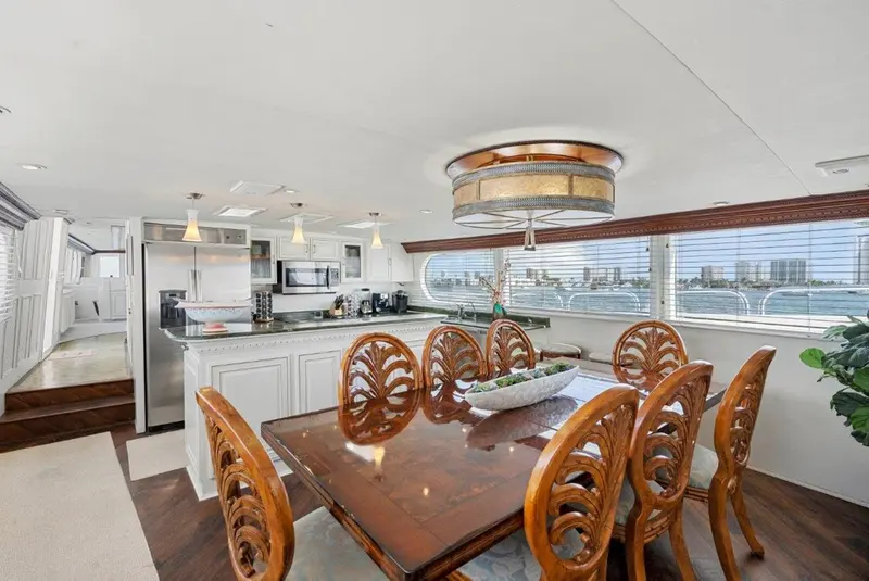 Envision's dining area set beside the country kitchen
